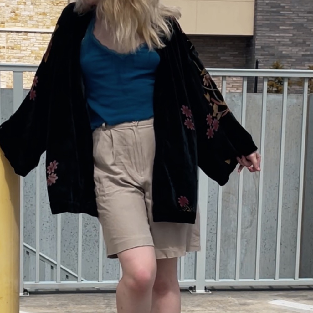 flowered velvet and lace kimono